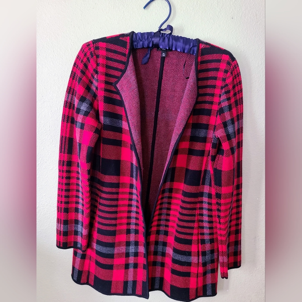 Talbots red/black Cardigan Sweater SIZE Mp